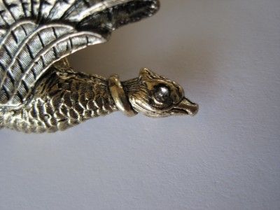 Gold Pheasant w/ Rhinestone Eye Signed ART Brooch Pin  