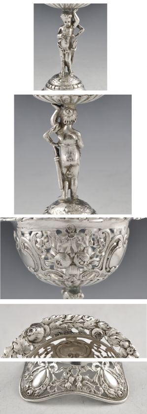   German Cups/Compotes Hanau Silver .800 Open Work Design Cherubs  