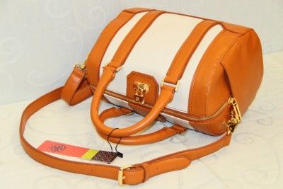 Tory Burch Bond Small Satchel White/Brown # TB 10  