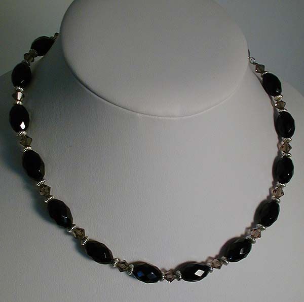 Graceful Simple Elegance ONYX & Smokey TOPAZ Necklace  