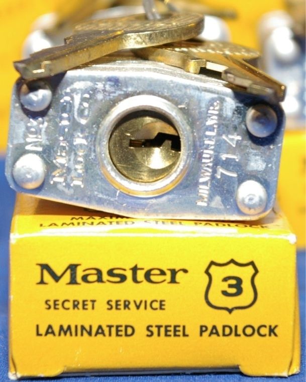 Lot 4 Vtg Master Secret Service #3 Laminated Steel Padlocks Specially 