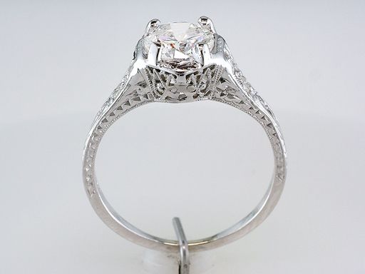   Antique 1ct Diamond Platinum Art Deco Filigree Engagement Wedding Ring