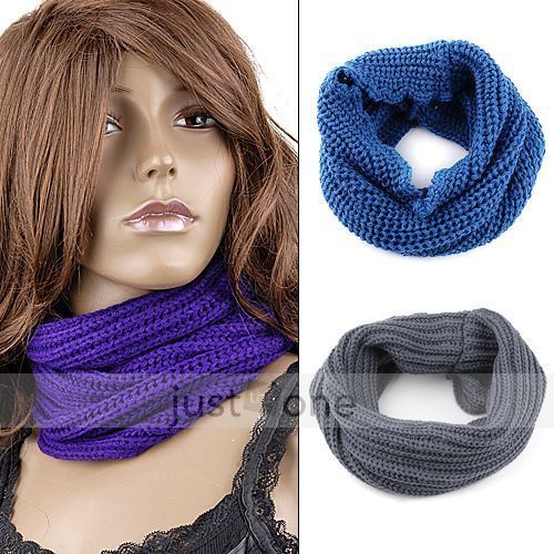 Lady Knit Neck Circle Cowl Scarf Shawl Wrap Loop Warmer  