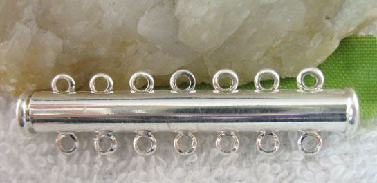 10 Silver Plate Magnet Clasps 7 Strands End Bar W7104  