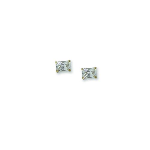 CT EMERALD CUT GOLD EP CUBIC ZIRCONIA STUD EARRINGS  