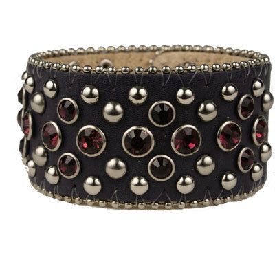 Western Rhinestone Leather Cuff  