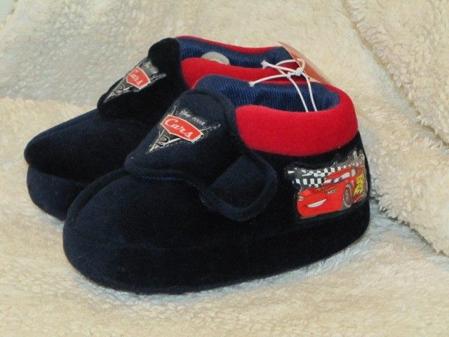 New CARS Lightning McQueen Cushy Navy Blue Slippers Size 5 6, 7 8, 9 