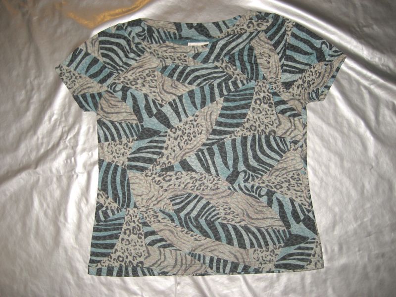 COLDWATER CREEK ANIMAL PRINT TOP Blouse Lace Size LARGE  