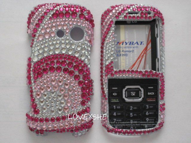 LG LX265 Rumor 2 II   CRYSTAL RHINESTONE BLING CASE PINK PEACOCK 