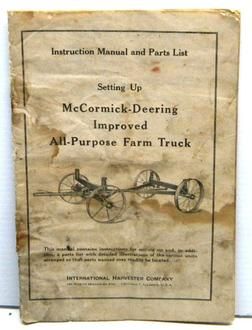 MCCORMICK DEERING FARM TRUCK INSTRUCTIONS MANUAL PARTS  