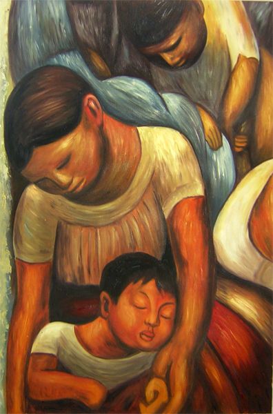 Diego Rivera La Noche de Los Pobres Oil Repro 24x36  