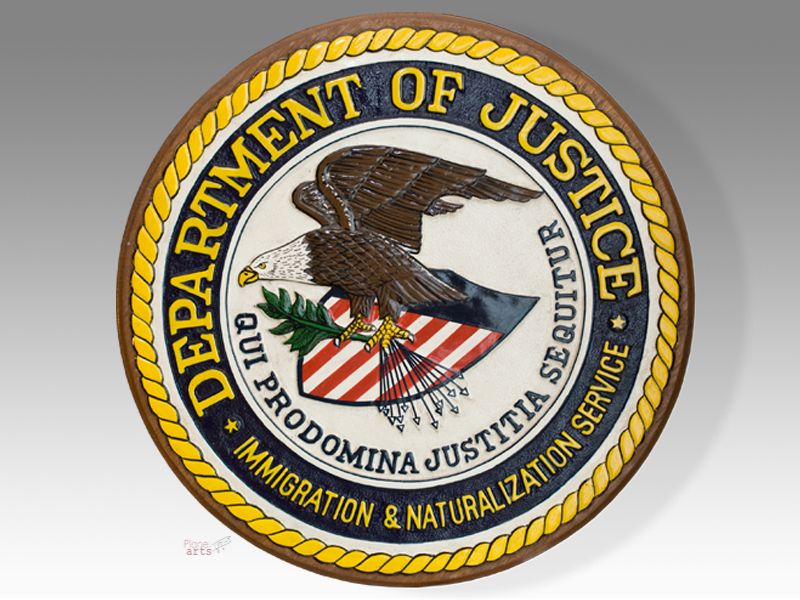 Department of Justice Seal Wood Podium Plaque  