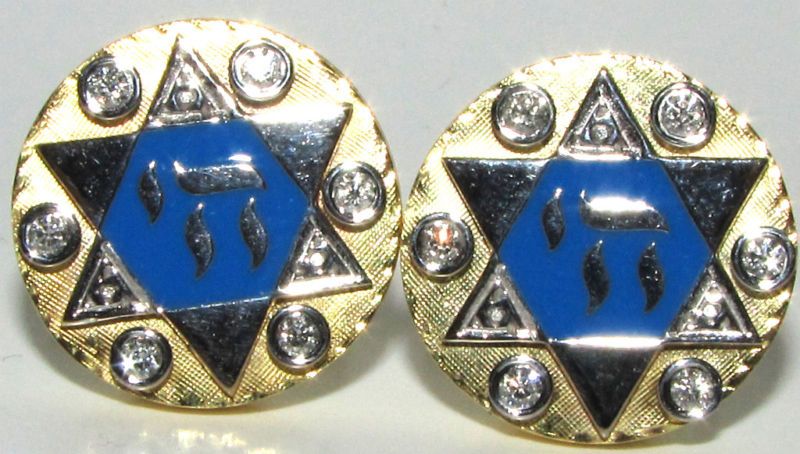 4500 HANDMADE ENAMEL & .80CT DIAMOND CUFFLINKS█CHAI  