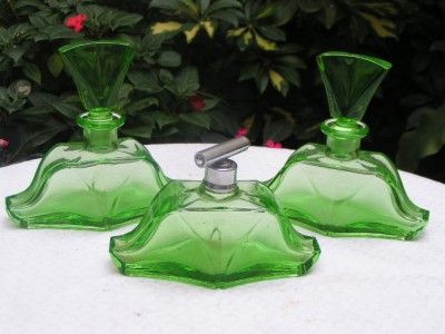 Beautiful Art Deco Czech Cut Glass Perfume Vanity Set  