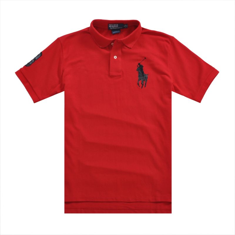 New Ralph Lauren Mens Leather Big Pony Polo Shirt Red/Black NO.3 