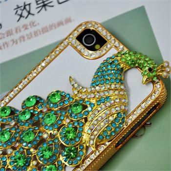   Green Leather Peacock Diamond Rainstone Bling Case Cover Skin  
