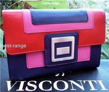   PURSE WALLET soft LEATHER red/purple/berry *GIFT* VISCONTI BNWT  
