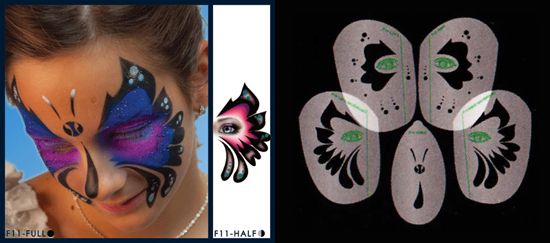 European Body Art Skipper Butterfly Face Paint Stencil Template 