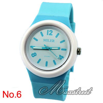 Fashion Girls Womens Silicone Quartz Wrist Watch Multicolor 