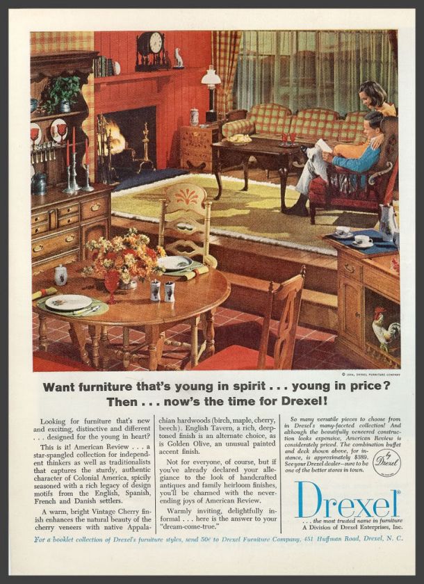 1965 DREXEL FURNITURE AD~American Revue Dining Room  