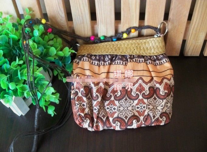 NEW Boho Exotic Straw Weave Cloth Handbag Messenger Bag  