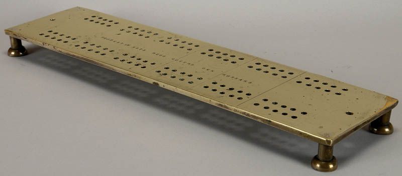 05794 Brass Cribbage Board Queens Own Hussars c1860  