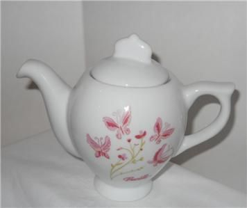 BARBIE CHINA TEA SET PINK WHITE BUTTERFLIES 13 PIECE  