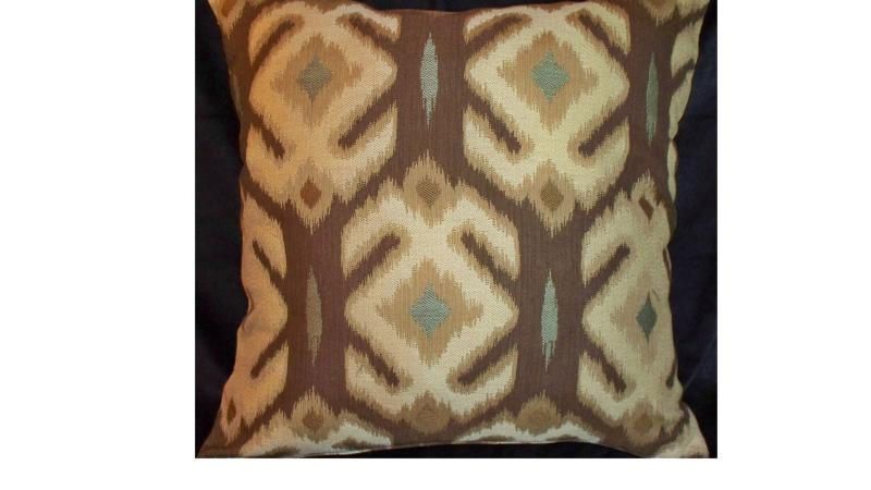 IKAT Brown Cream Aqua Sophisticated Mod Modern Contemporary Pillow 