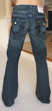 on a brand new, 100% authentic True Religion mans Billy jeans in dark 