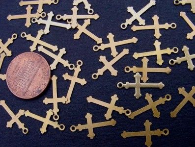 Vintage Small Brass Cross Crosses Charms 30  