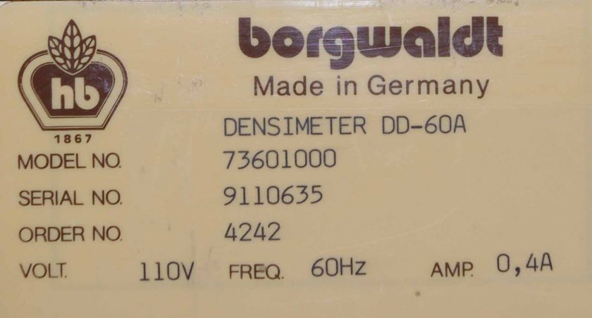 Borgwaldt DD 60 A Densimeter DD60A ++  