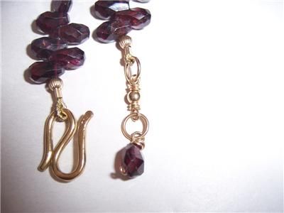 Garnet Briolette Bead 14K Gold Clasp Bracelet  