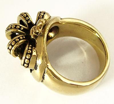 ROYAL CROWN CROSS GOLD BRASS PUNK ROCK MENS RING 9.75  