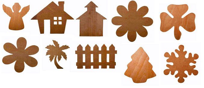 WOOD CUT OUT SHAPES 6 ea DESIGN ~ U PICK  