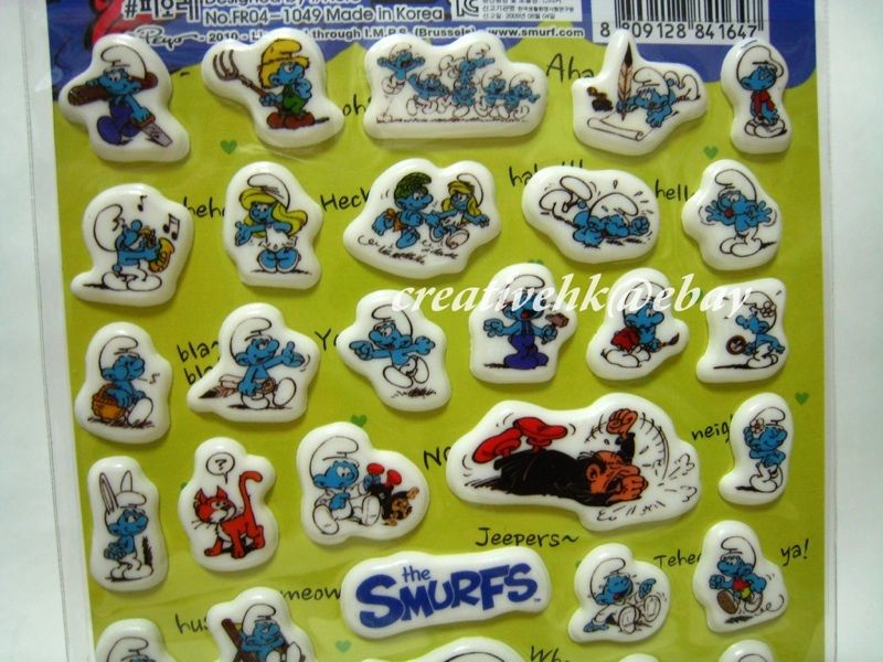 The Smurfs Die cut 3D Bubble Stickers Scrapbook Deco  