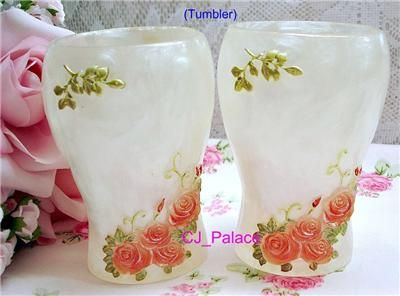 Victorian Princess 5 pcs Shabby Rose Bathroom Accessory Set #F   Milky 