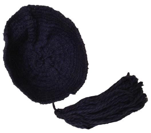 VINTAGE KNITTED SAPPHIRE BLUE TAM W/TASSEL 1930’S