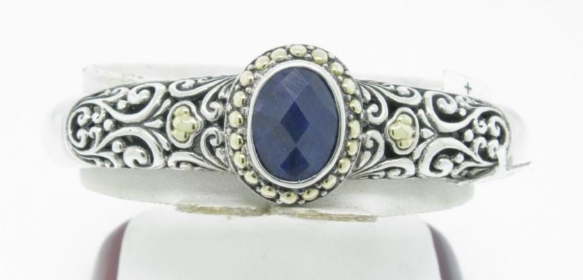 NEW SAMUEL B SS/18K ROUGH CUT SAPPHIRE CUFF BRACELET  