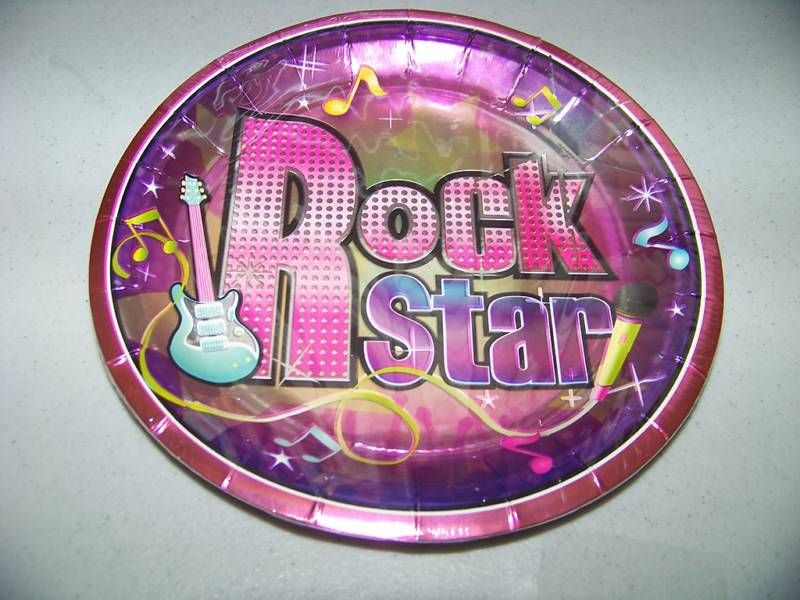 ROCK STAR Birthday Party 7 CAKE DESSERT PLATES  