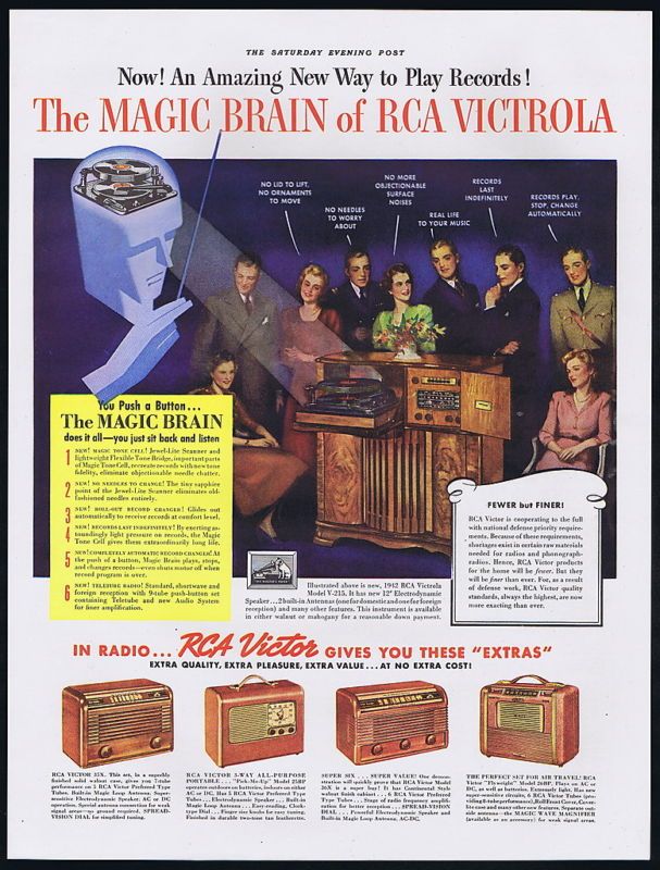   RCA Victrola Radio Phonograph Record Player Vintage Print Ad  