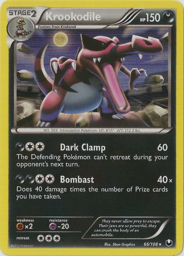    Foil KROOKODILE (Dark Explorers #66/108) Pokemon Card   MINT  