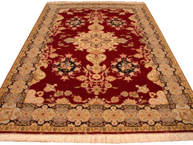 SUPER FINE PERSIAN TABRIZ RUG SILK &WOOL ON SILK   