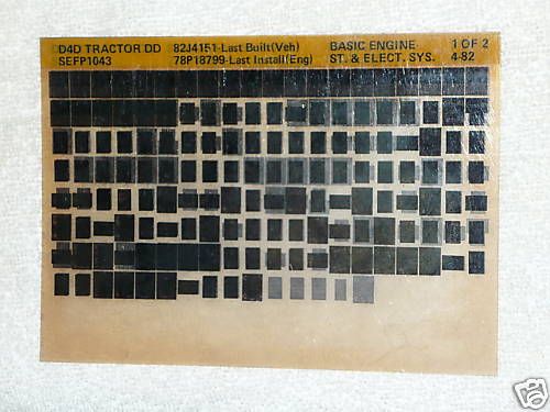 Caterpillar Parts Manual D4D DD Dozer 82J Microfiche  