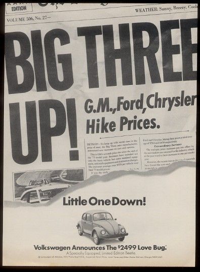 1974 VW Volkswagen Beetle The Love Bug limited edition car photo ad 