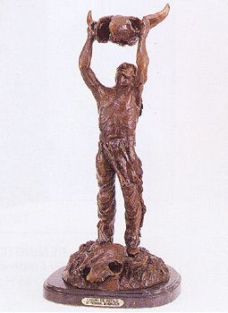 Handmade Bronze Sculpture calling the buffalo remington  