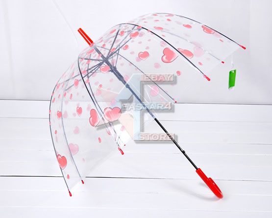 Clear Transparent Dome Birdcage Rain Sun Umbrella with cute pattern