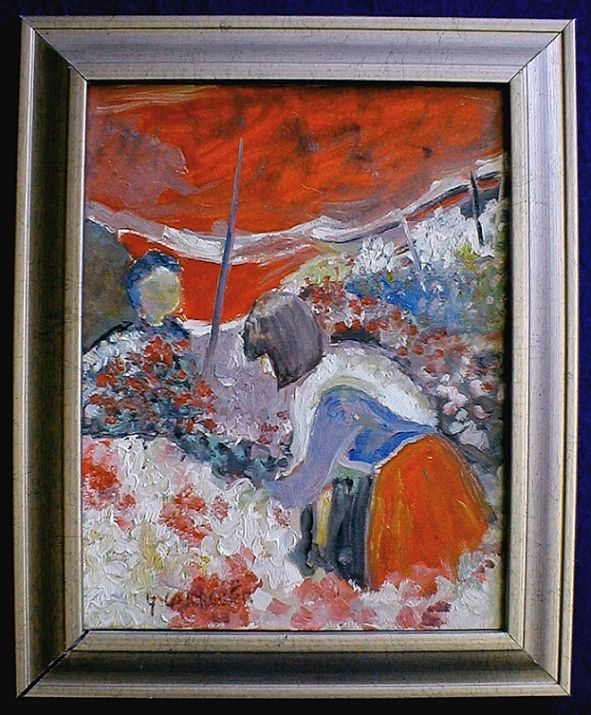 MODERN OIL PAINTING FRENCH FLOWER MARKET ORIGINAL  