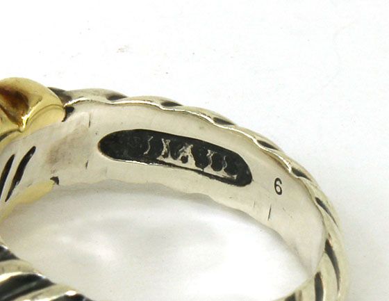   YURMAN STERLING SILVER, 14K GOLD & B. TOPAZ LADIES BAND RING  