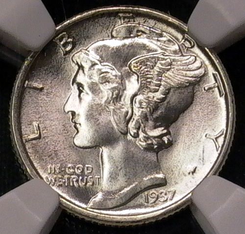 1937 10 Cents Mercury Dime NGC MS65 FB  