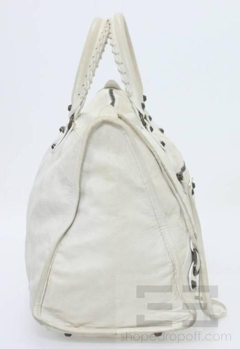 Balenciaga Ivory Goatskin Leather Work Bag  